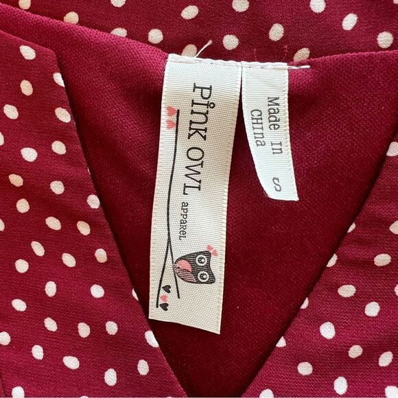 Pink Owl Polka Dot and Chevron Dress Women's Size Small - Picture 5 of 9
